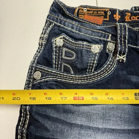 Rock Revival Baxter Cut Off Jeans Mens 31 Blue Y2K - Picture 9 of 12